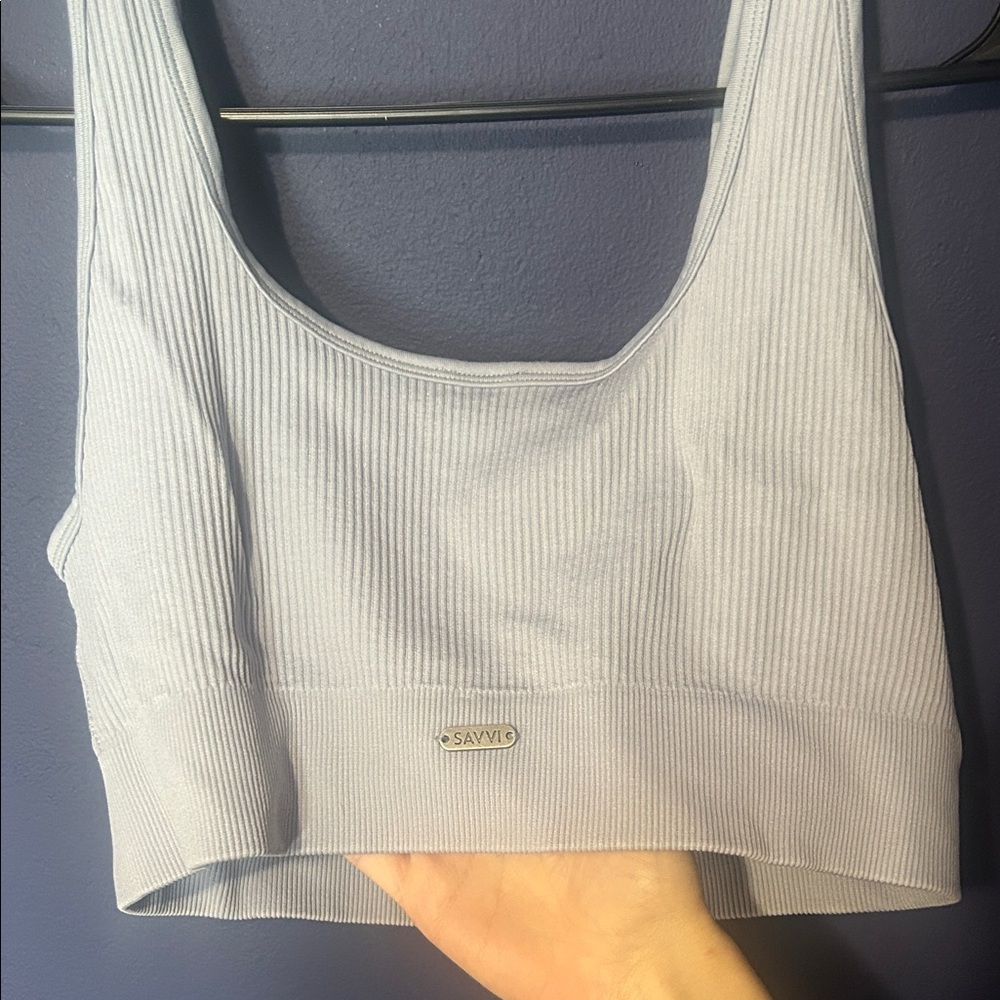 Light Grey Women's Ribbed Sports Bra - Picture 3 of 3